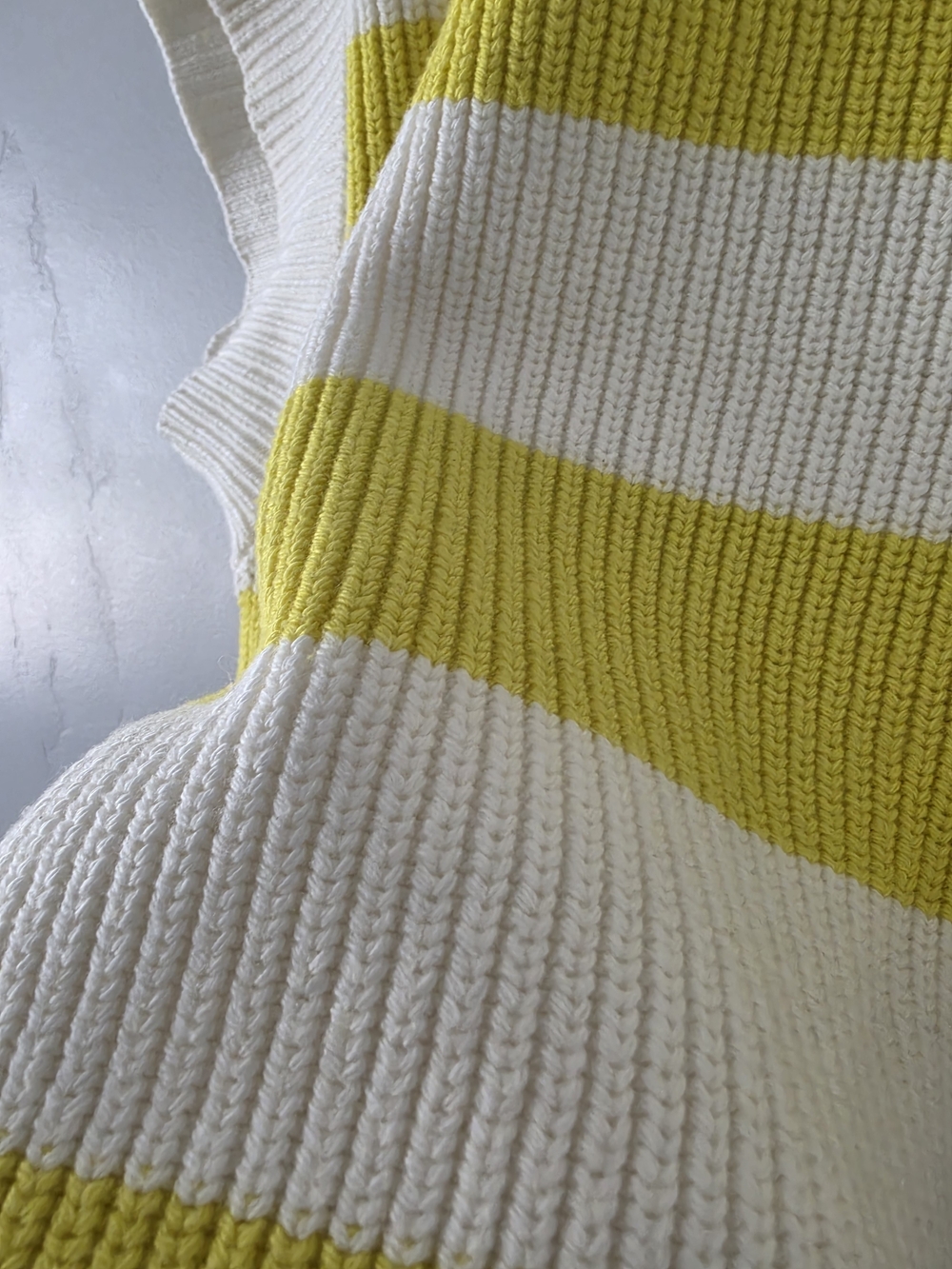 Anthropologie Yellow & Cream Striped V-Neck Sweater Vest - Picture 4 of 11